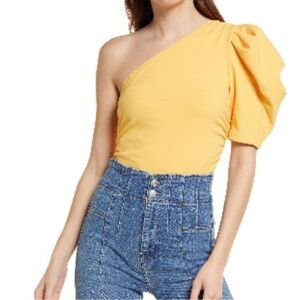 One-Shoulder Free People Yellow Top